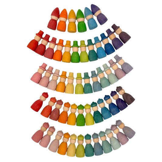 Rainbow & Pastel Wooden Peg Dolls Collection – 5 Styles - BIG FRENCHIES