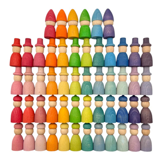 Rainbow & Pastel Wooden Peg Dolls Collection – 5 Styles - BIG FRENCHIES