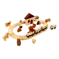 Wooden Farm Train Track Play Set – 32-Piece Natural Solid Wood Toy - BIG FRENCHIES