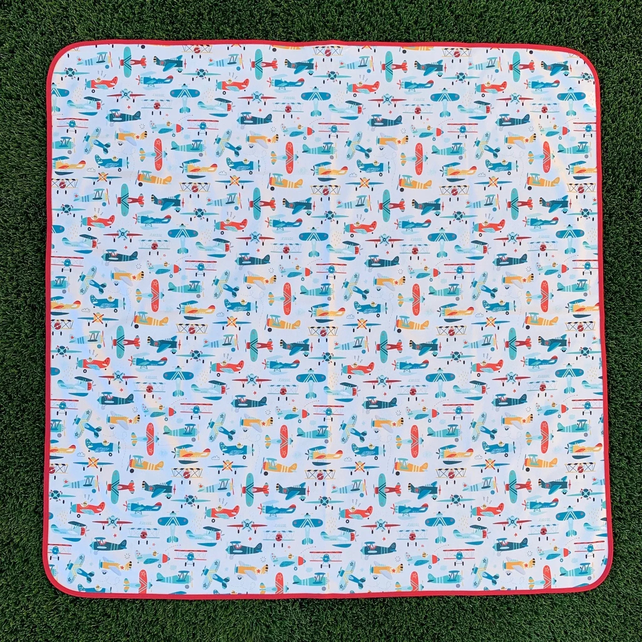 Retro Airplanes Splash Mat - A Waterproof Catch-All for Highchair Spills and More! - BIG FRENCHIES