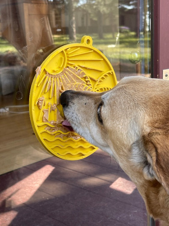 Sun n' Sea eMat - Enrichment Lick Mat For Dogs and Cats - With Suction Cups - Beach Design | USA Made - BIG FRENCHIES