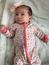 Checkerboard Hearts (Convertible Zip Footies) - BIG FRENCHIES
