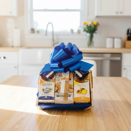 Jenny's Small Tea Gift Tray - Gourmet Tea & Treats Gift Basket with Handmade USA Wooden Tray - BIG FRENCHIES