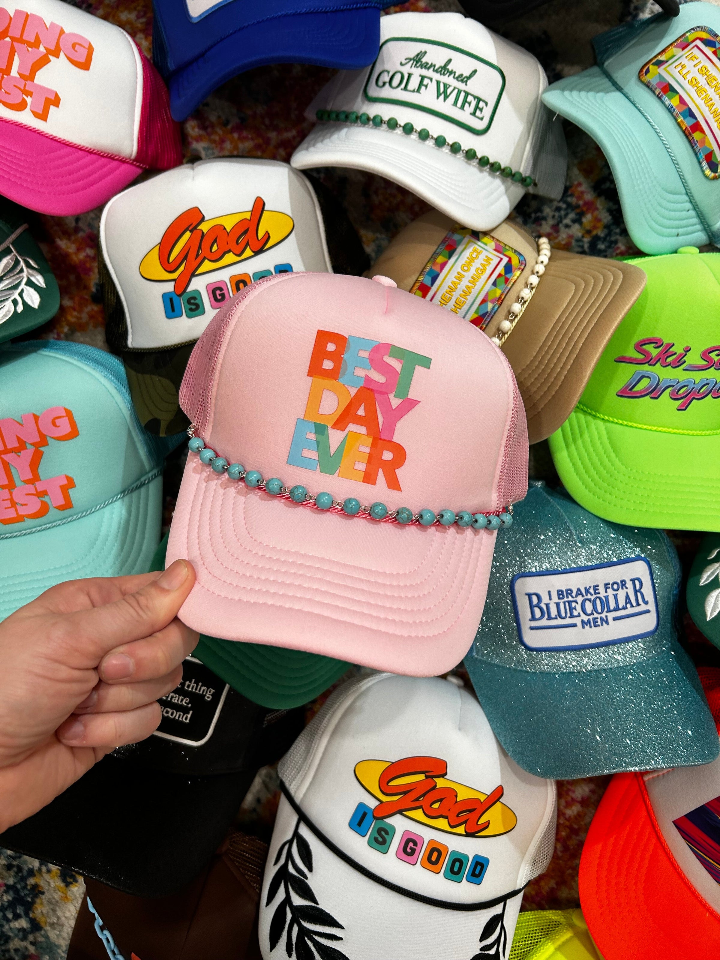 Turquoise Trucker Hat Chain - BIG FRENCHIES