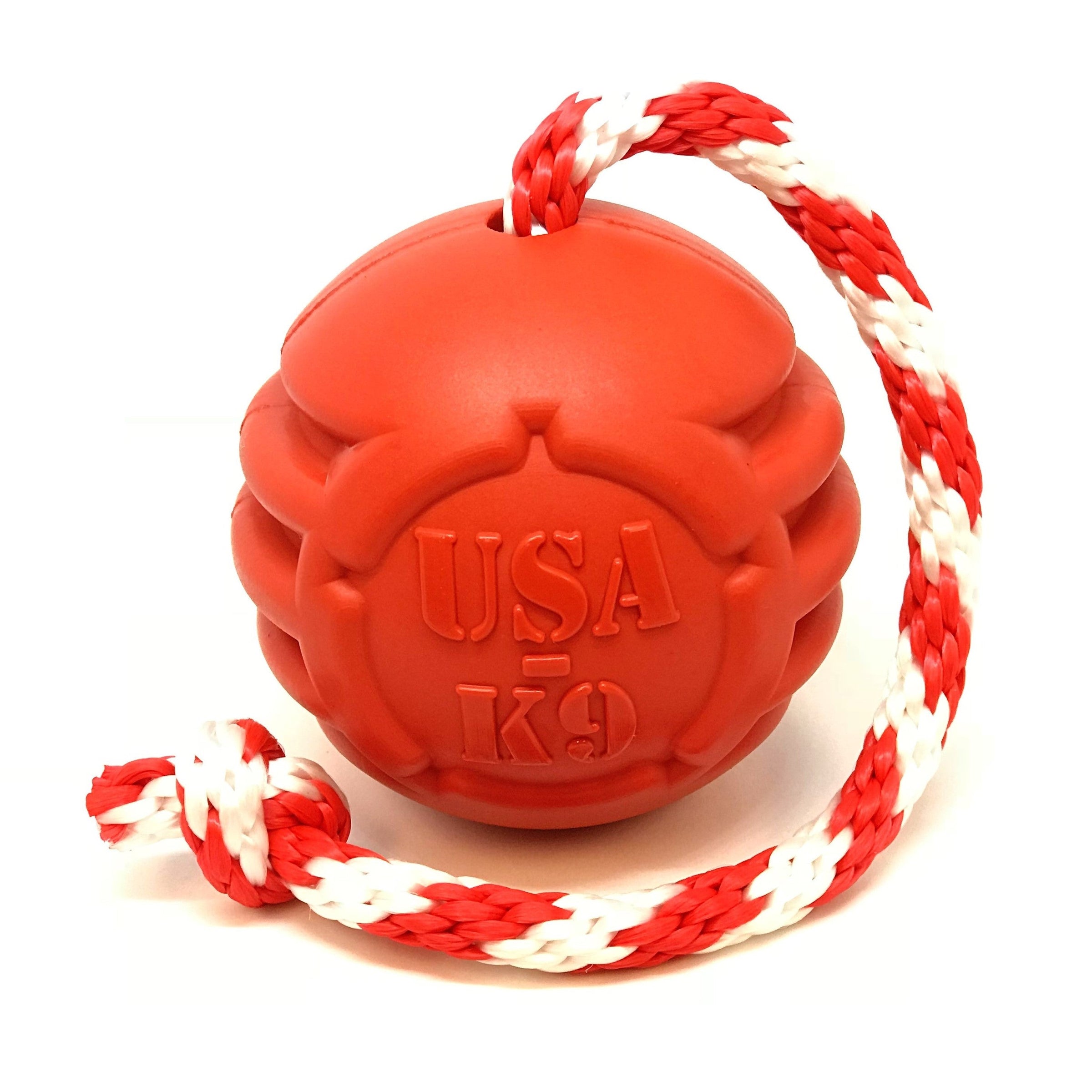 USA-K9 Stars and Stripes Rubber Dog Toy | K9 Handler Reward Toy | Red | USA Made - BIG FRENCHIES