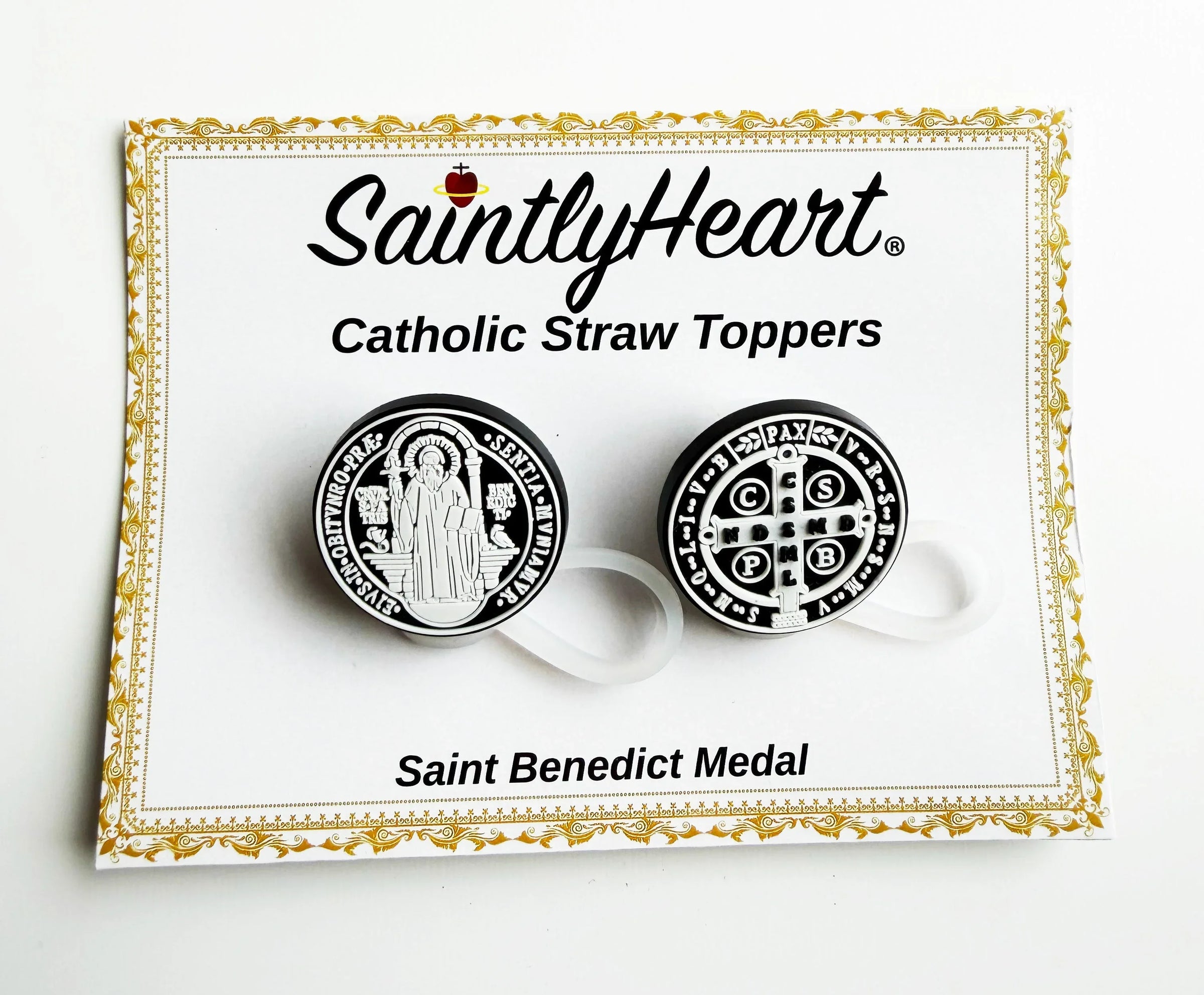 Catholic Straw Toppers: St. Benedict Medal (a 2 pack!) - BIG FRENCHIES