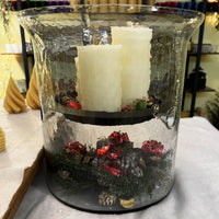 Hammered Glass Candle Holder with Decorative Metal Pan - BIG FRENCHIES