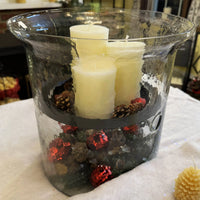 Hammered Glass Candle Holder with Decorative Metal Pan - BIG FRENCHIES