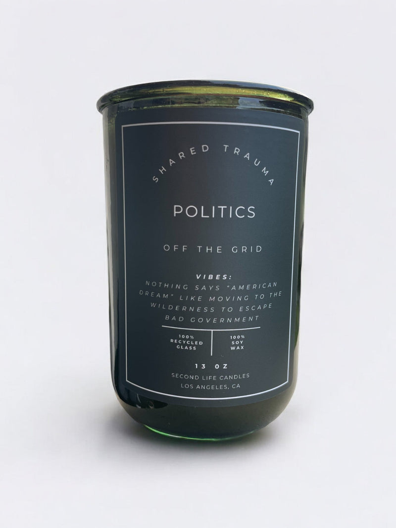 Shared Trauma Candles - Politics - 13 Oz Crackling Wood Wick - Amber Sage & Moss - BIG FRENCHIES