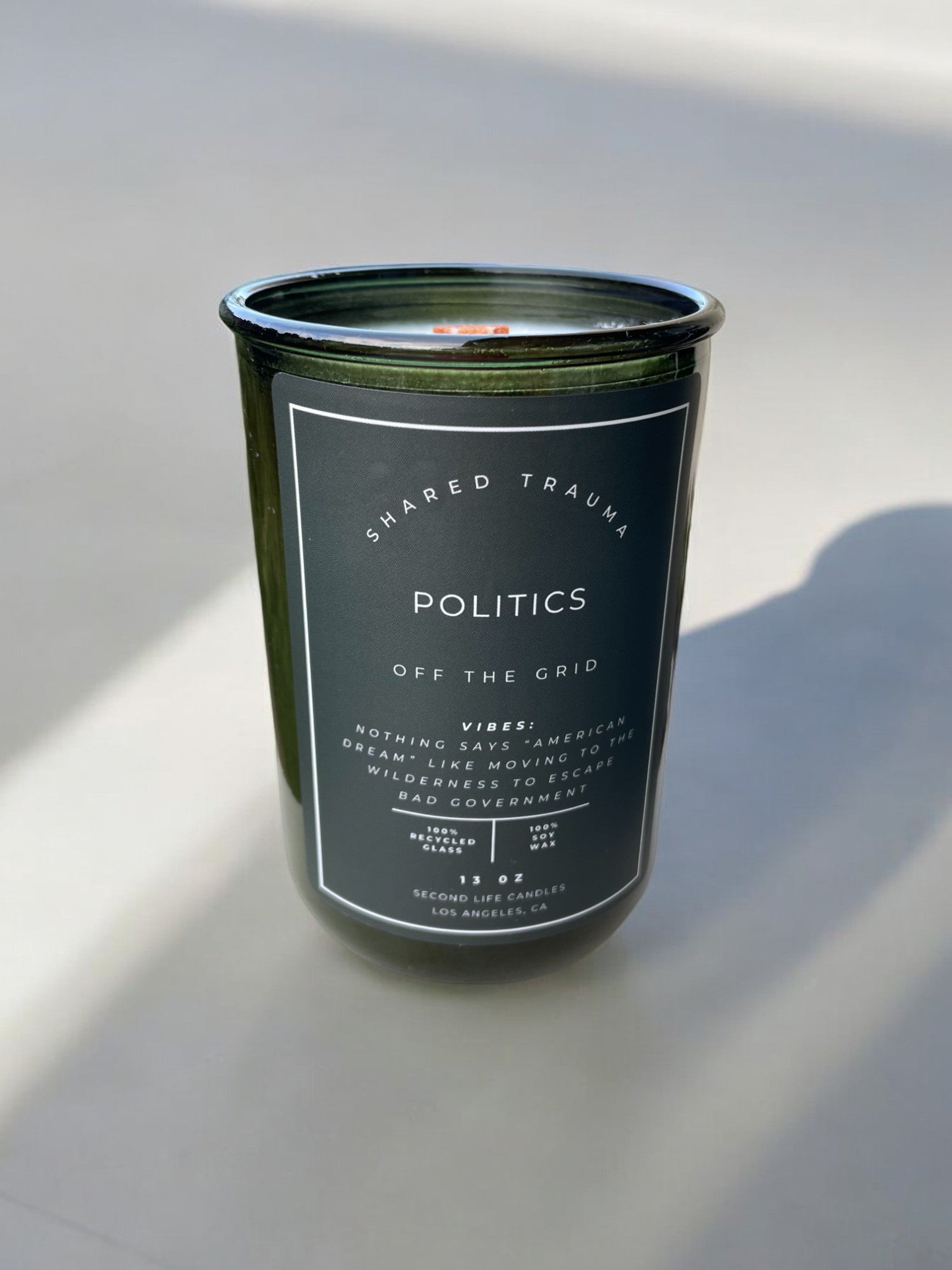 Shared Trauma Candles - Politics - 13 Oz Crackling Wood Wick - Amber Sage & Moss - BIG FRENCHIES