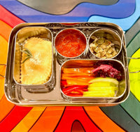 Stainless Steel Snack Rectangle Container Set (Two) for Veggies, Fruit, Chips, Dips and more - BIG FRENCHIES
