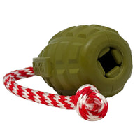 USA-K9 Grenade Shaped Rubber Dog Toy - Chew, Treat Dispenser & Tug Toy | USA - Army Green - BIG FRENCHIES