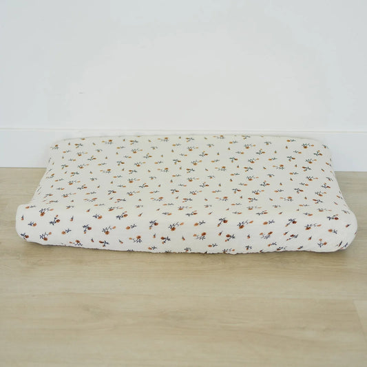 Cream Floral Muslin Changing Pad Cover - BIG FRENCHIES