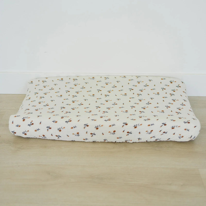 Cream Floral Muslin Changing Pad Cover - BIG FRENCHIES
