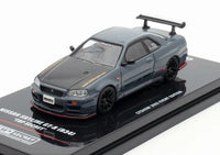 Nissan Skyline GT-R (R34) "Top Secret" RHD (Right Hand Drive) Stealth Gray with Carbon Hood "GTSHOW 2025 Event Edition" 1/64 Diecast Model Car by Inno Models