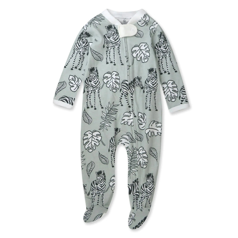 HonestBaby Baby Girls' Sleep and Play Footed Pajamas One-Piece Sleeper Jumpsuit Zip-Front Cotton Pjs 1 Baby Zebra Camo 0-3 Months - # BAAA21110027 - BIG FRENCHIES