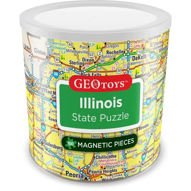 Illinois State 100 Piece Magnetic Jigsaw Puzzle Geotoys - BIG FRENCHIES