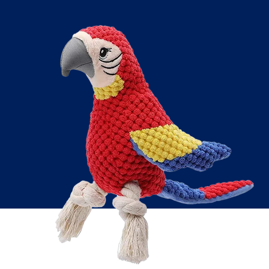 Indestructible Plush Parrot Dog Toy – Squeaky Chew Toy for Small & Large Dogs - BIG FRENCHIES
