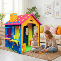 Indoor Cottage Playset with Roof and Chimney for Creative Play