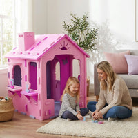 Indoor Cottage Playset with Roof and Chimney for Creative Play