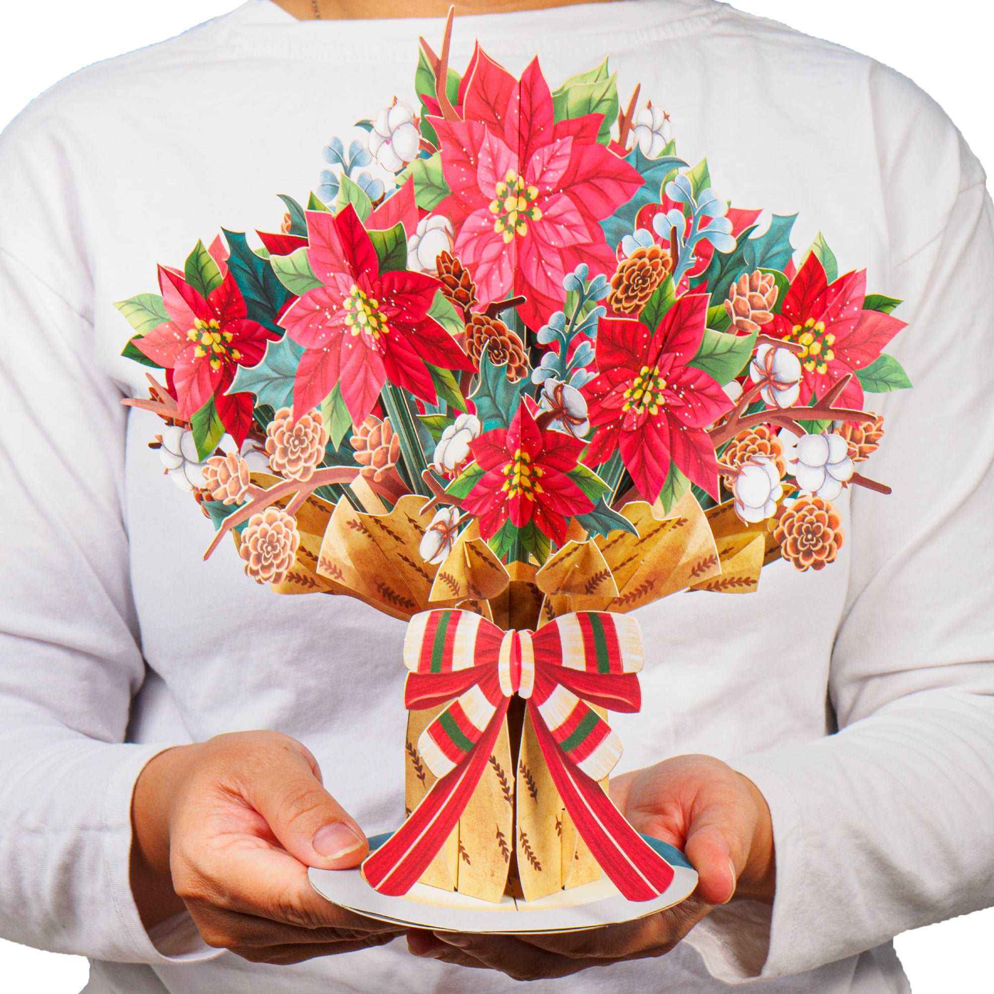 HugePop Christmas Spirit Flower Bouquet Pop Up Card