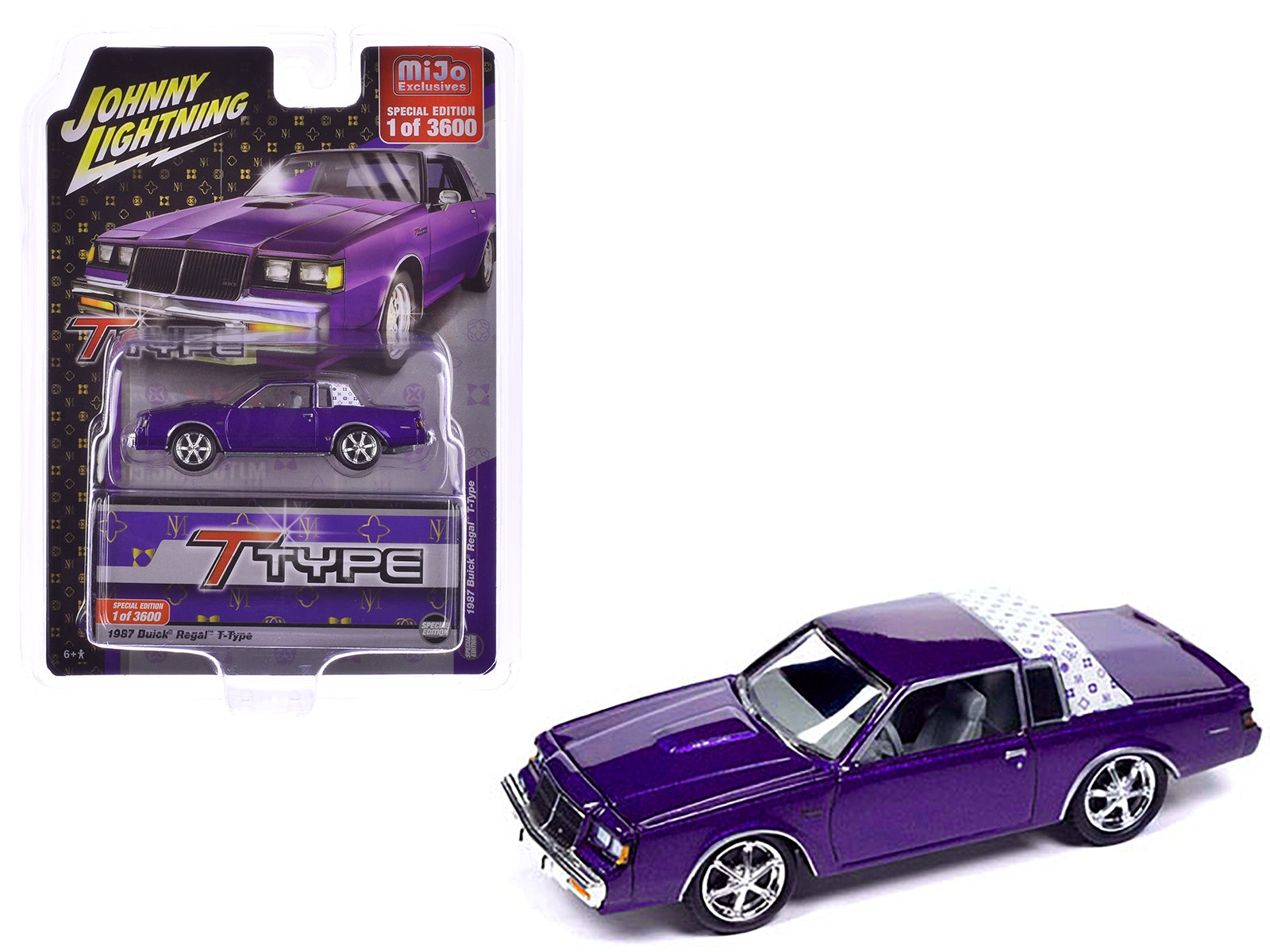 1987 Buick Regal T-Type Purple Metallic Limited Edition to 3600 pieces Worldwide 1/64 Diecast Model Car by Johnny Lightning