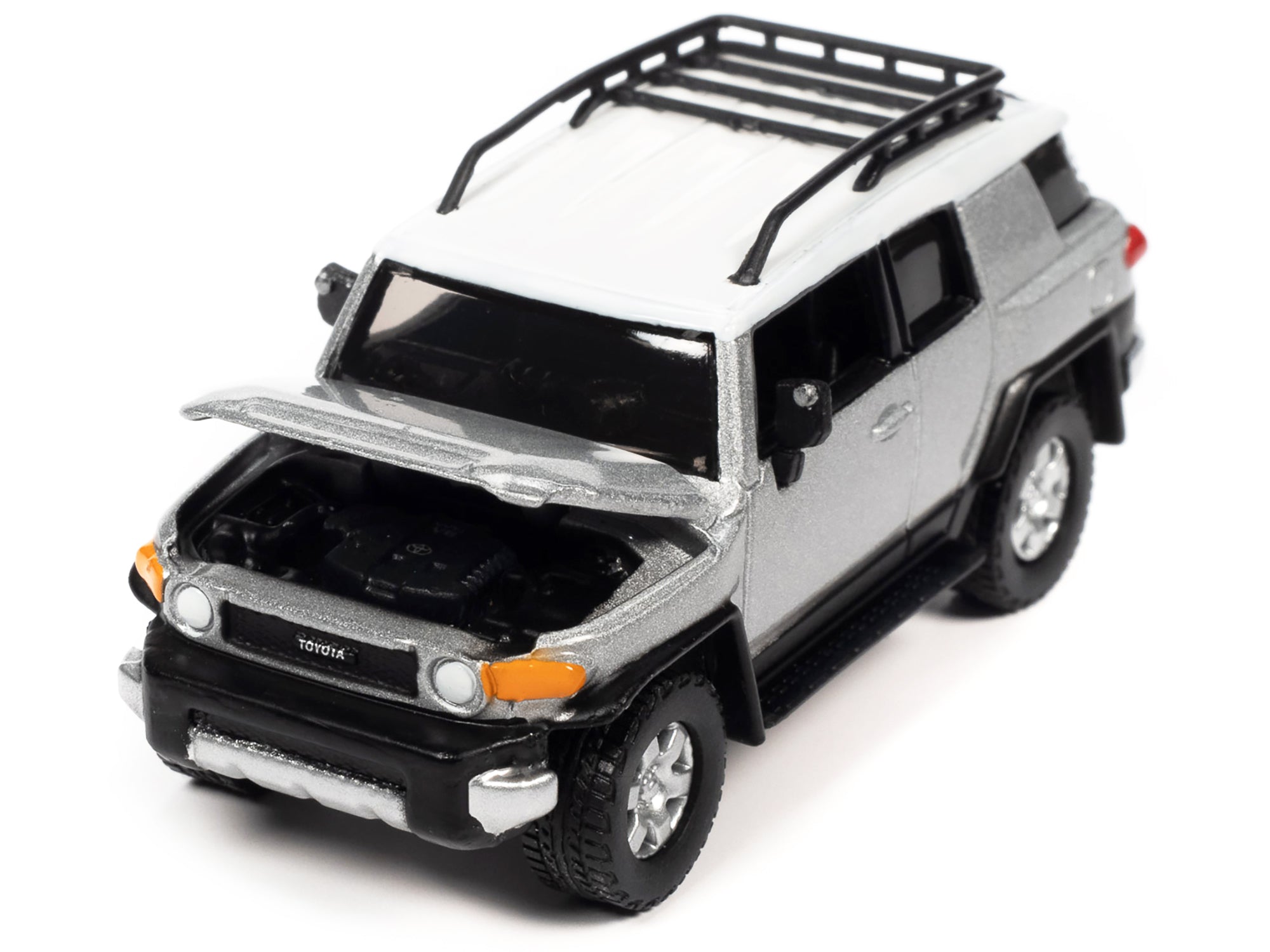 2007 Toyota FJ Cruiser Titanium Silver Metallic with White Top and Roofrack "Classic Gold Collection" Series Limited Edition 1/64 Diecast Model Car by Johnny Lightning - BIG FRENCHIES