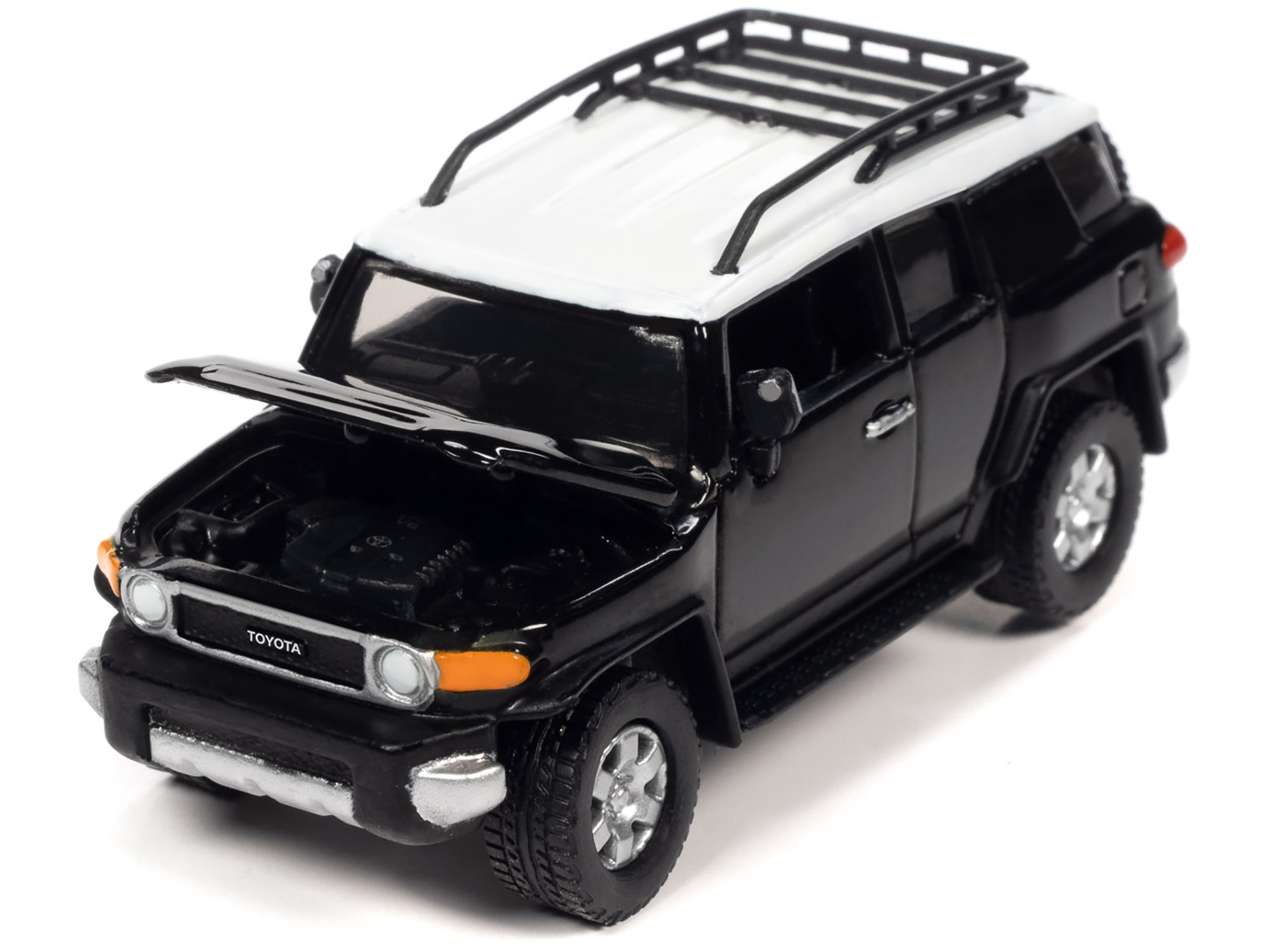 2007 Toyota FJ Cruiser Black Diamond with White Top and Roofrack "Classic Gold Collection" Series Limited Edition 1/64 Diecast Model Car by Johnny Lightning - BIG FRENCHIES