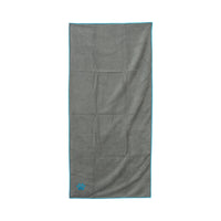 Country Living Large Gray Microfiber Dog Bath Towel with Teal Embroidered Paw Print - BIG FRENCHIES