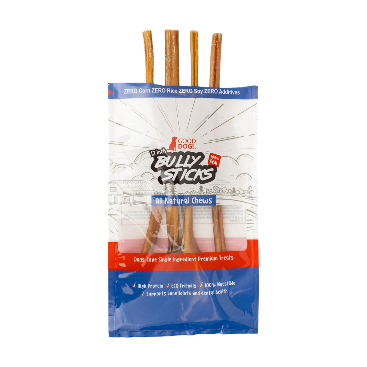 All-Natural Beef Bully Stick Dog Treats – Nutrient-Rich, and High-Protein – 12-Inch Standard (4-Pack) - BIG FRENCHIES