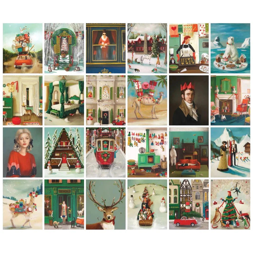 Janet Hill Advent Calendar - 24 Set of 100 Piece Mini Jigsaw Puzzles NYPC