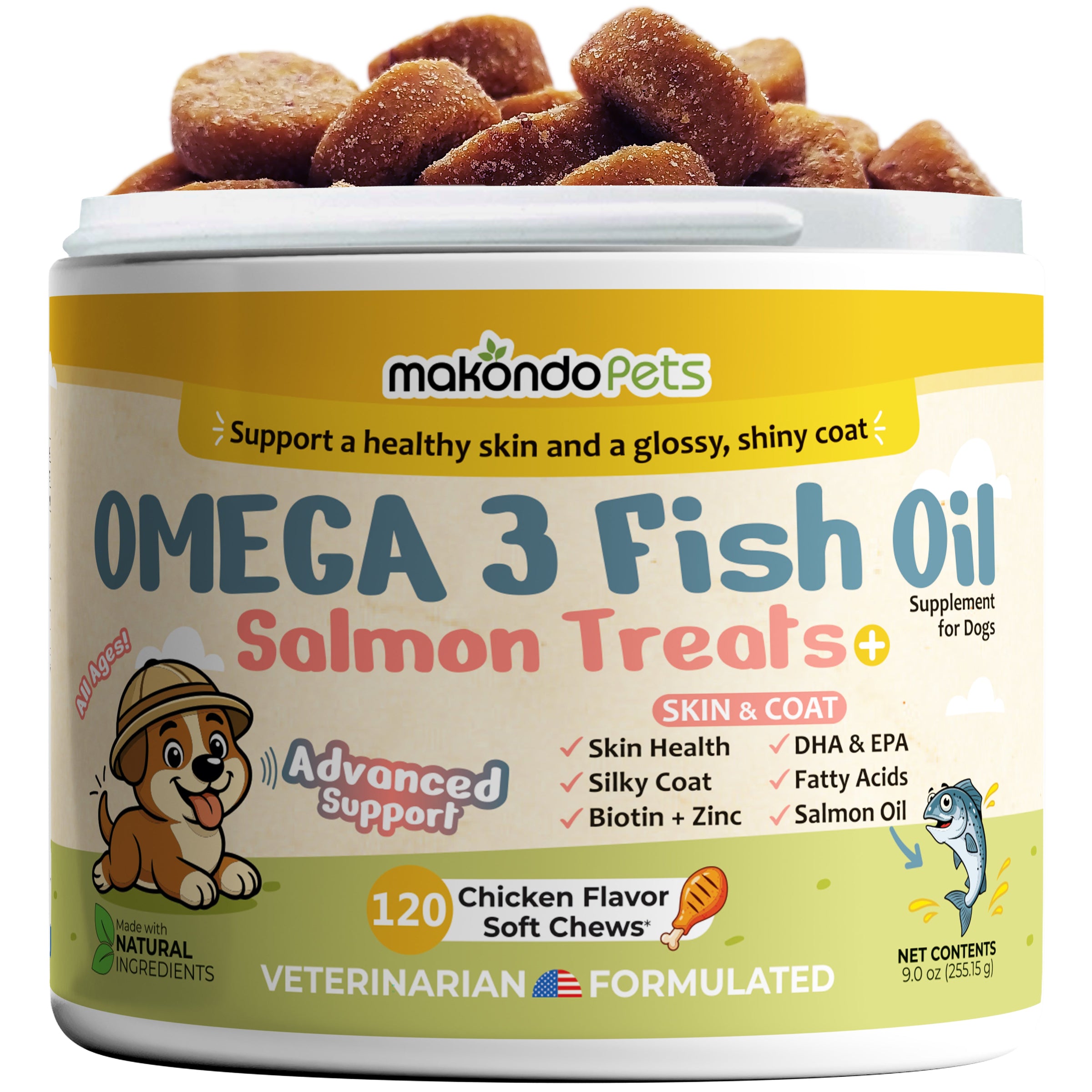Omega 3 for Dogs - Salmon Oil - 120 Soft Chews - BIG FRENCHIES