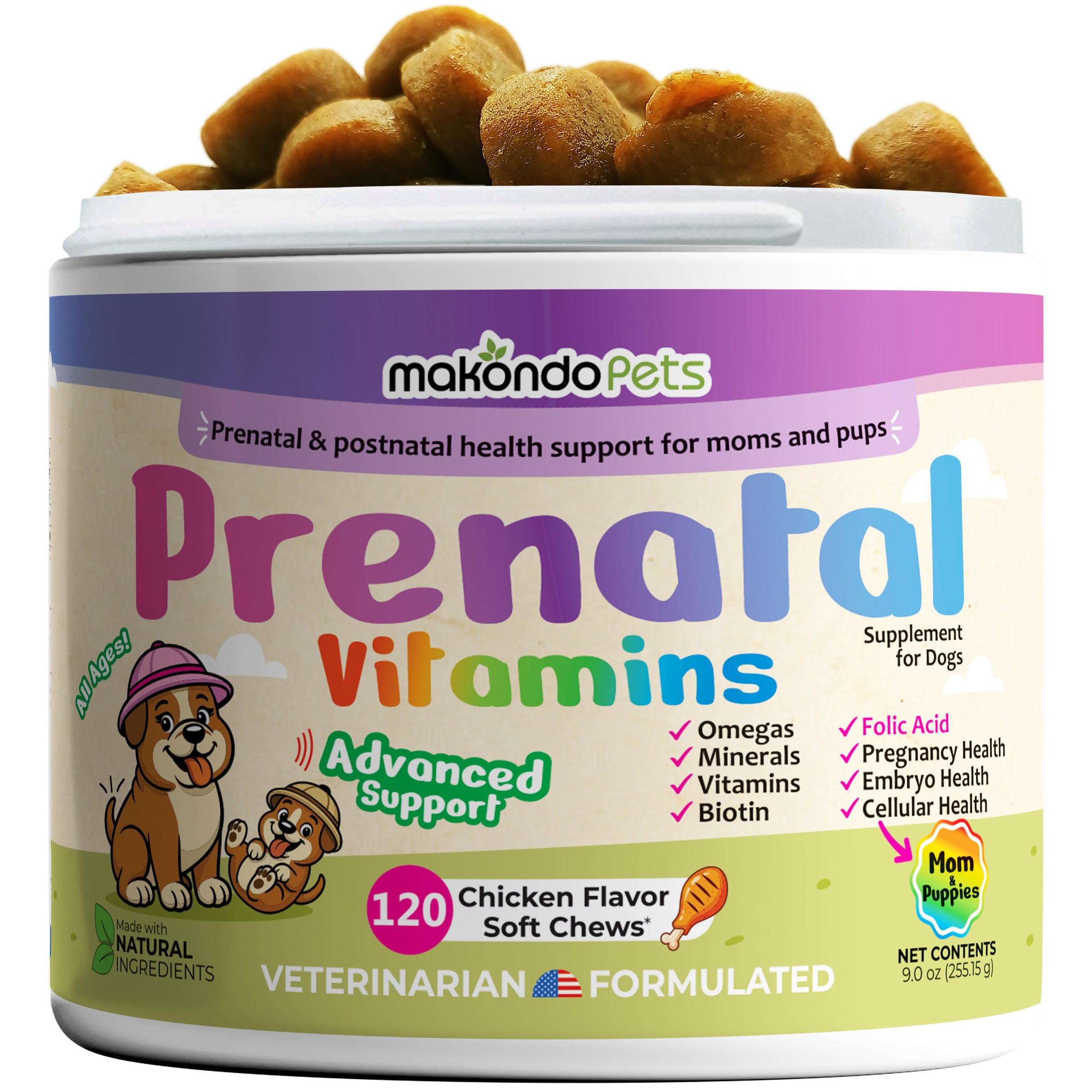 Dog Prenatal Vitamins - 120 Soft Chews - BIG FRENCHIES
