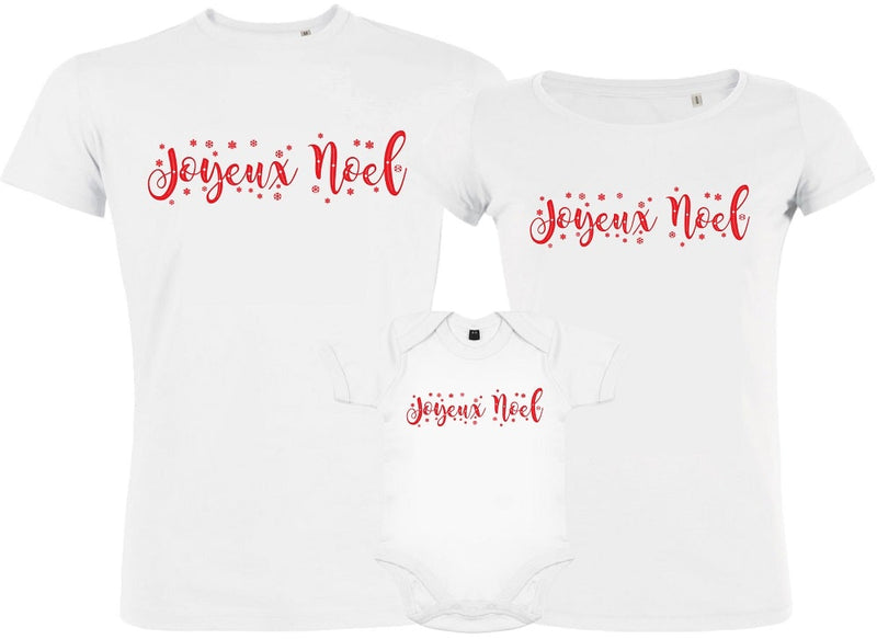 Joyeux Noel Matching Family Organic Tees (Set of 3)