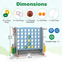 Jumbo 4-to-Score Game with Ring-toss and Basketball Hoop