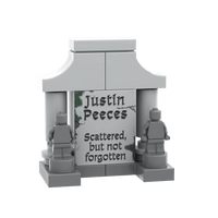 "Justin Peeces" Tombstone - Halloween Gravestone  MOC - Custom Printed - Made Using LEGO® Parts