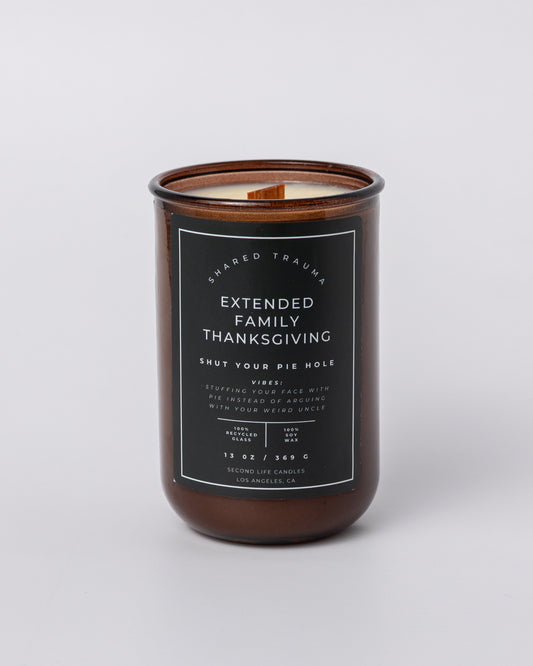 Shared Trauma: Extended Family Thanksgiving Candle - 13 oz, Crackling Wood Wick - BIG FRENCHIES