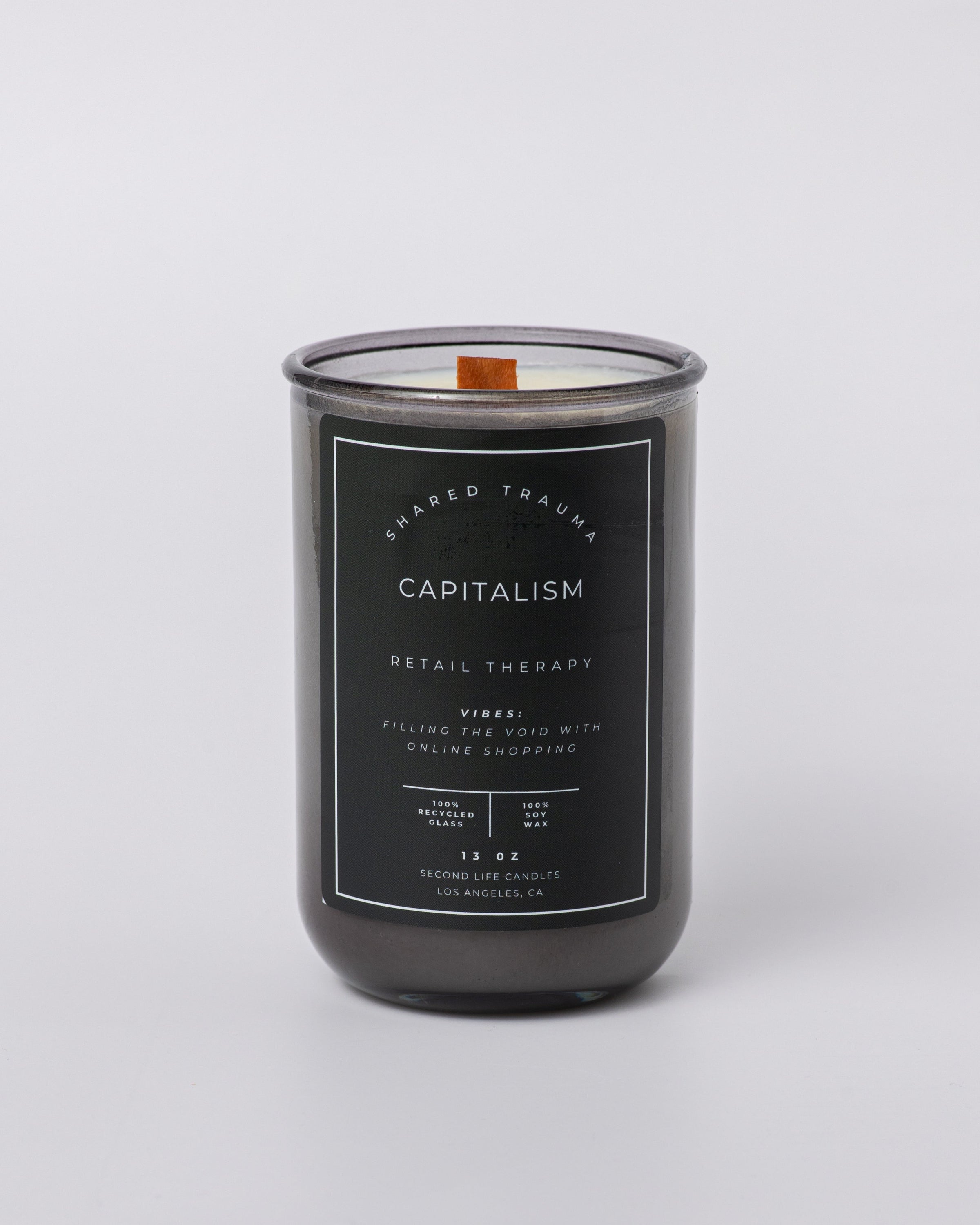 Shared Trauma Candles - Capitalism - 13 Oz Crackling Wood Wick - Tulips & Gardenia - BIG FRENCHIES