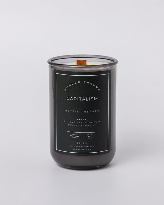 Shared Trauma Candles - Capitalism - 13 Oz Crackling Wood Wick - Tulips & Gardenia - BIG FRENCHIES