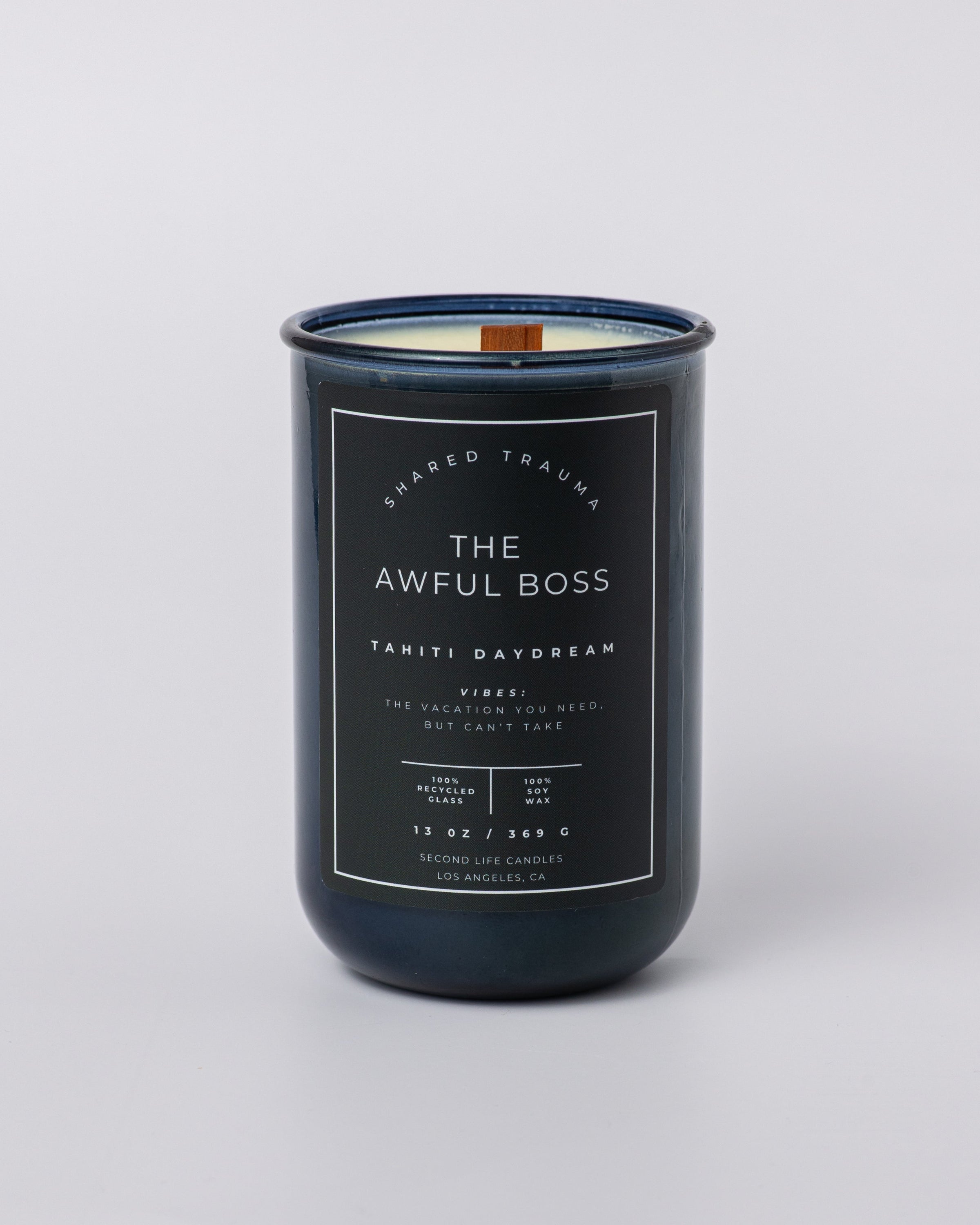 Shared Trauma Candles - The Awful Boss - 13 Oz Crackling Wood Wick - Mint Mojito & Pineapple - BIG FRENCHIES