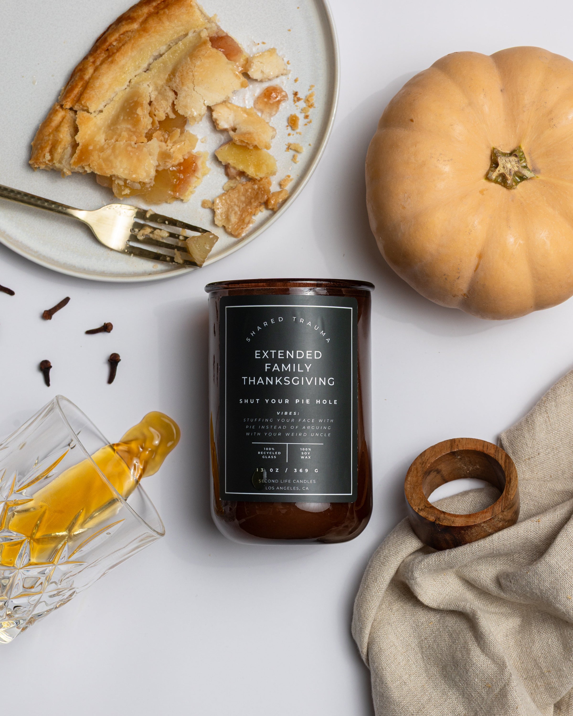 Shared Trauma: Extended Family Thanksgiving Candle - 13 oz, Crackling Wood Wick - BIG FRENCHIES