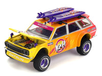 Datsun Kaido 510 Wagon 4x4 RHD (Right Hand Drive) "Kaido Islands V1" Yellow to Red Gradient with Surfboards (Designed by Jun Imai) "Kaido House" Special 1/64 Diecast Model Car by Mini GT