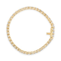IGI Certified 14K Yellow Gold 18 1/2 Cttw Emerald Cut Lab Grown Diamond Tennis Bracelet