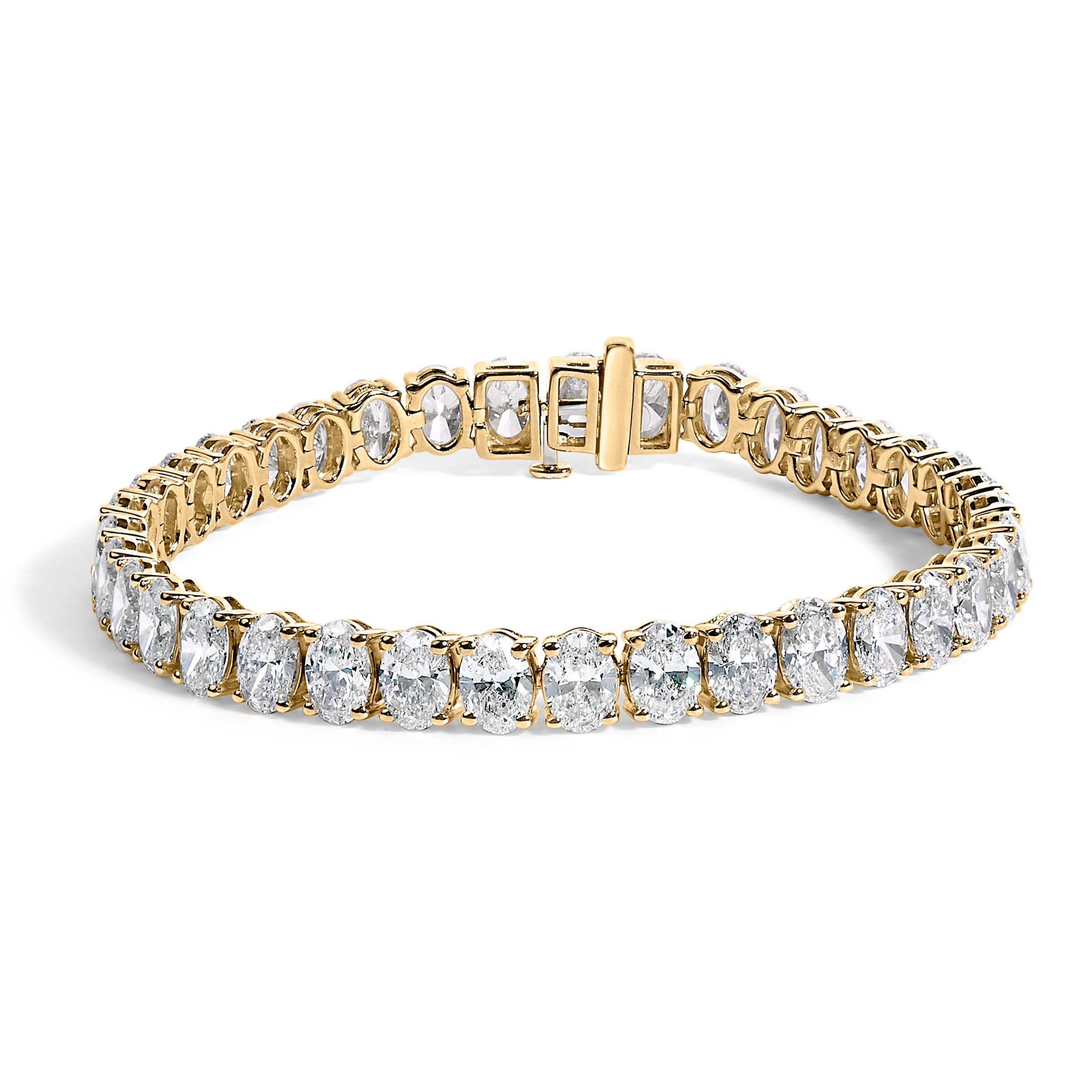 IGI Certified 14K White Gold 15.0 Cttw Oval Cut Lab Grown Diamond Tennis Bracelet