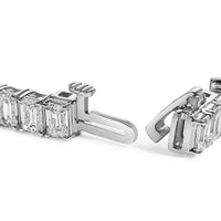 IGI Certified 14K White Gold 10.0 Cttw Emerald Cut Lab Grown Diamond Tennis Bracelet