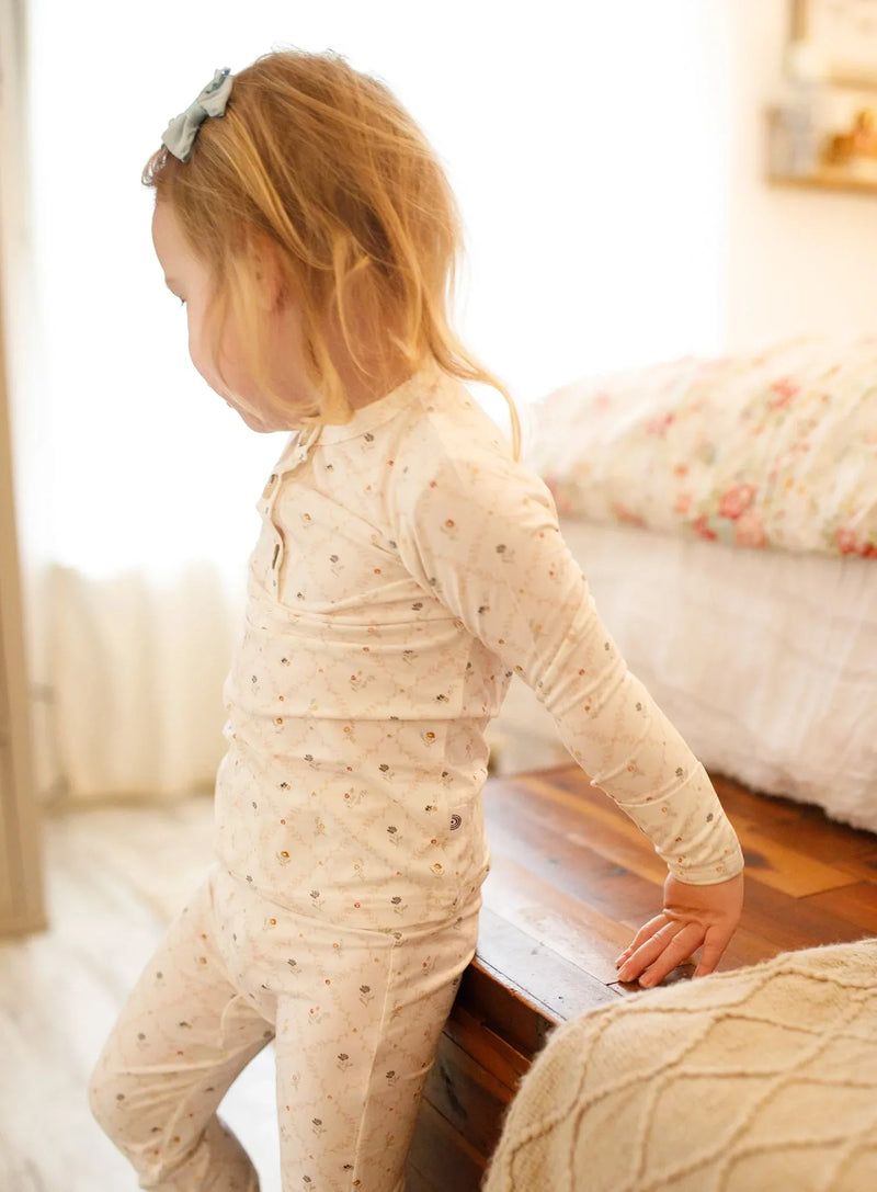 Vintage Blooms 2pc Henley Bamboo Pajamas - Sizes Newborn & Up! - BIG FRENCHIES