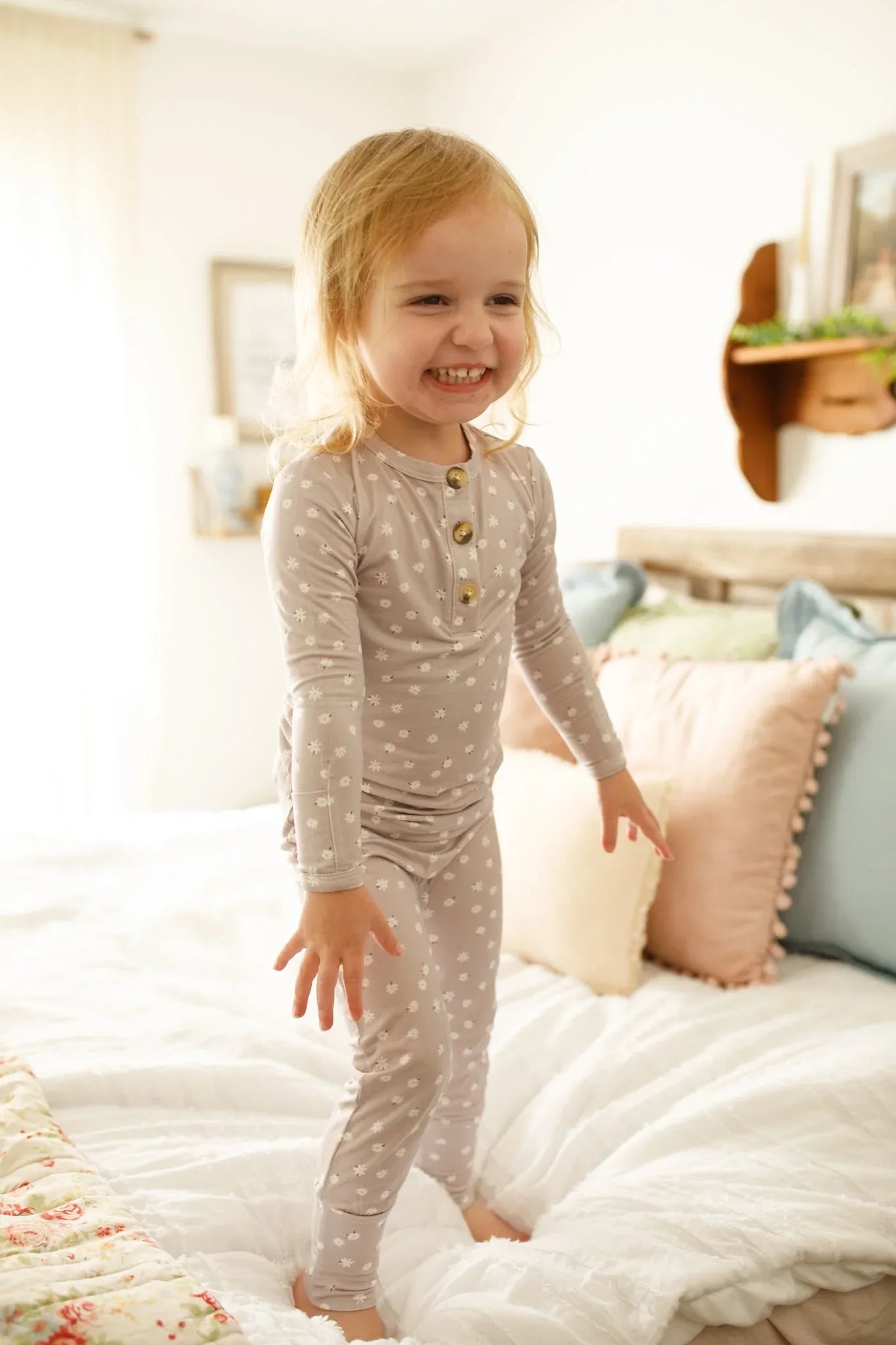Oopsie Daisy 2pc Henley Bamboo Pajamas - Sizes Newborn & Up! - BIG FRENCHIES