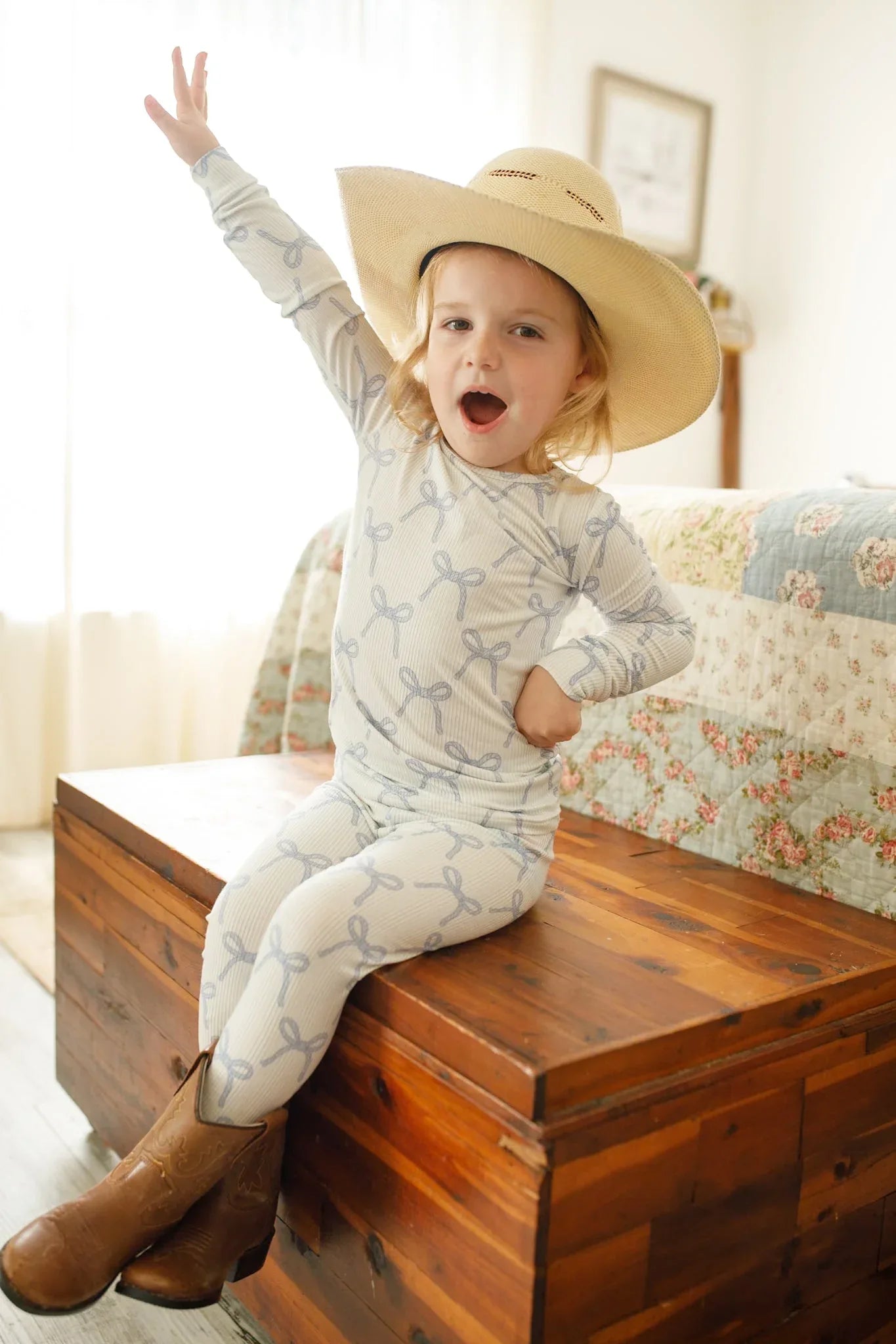 Blue Belle 2pc Ribbed Bamboo Pajamas - BIG FRENCHIES