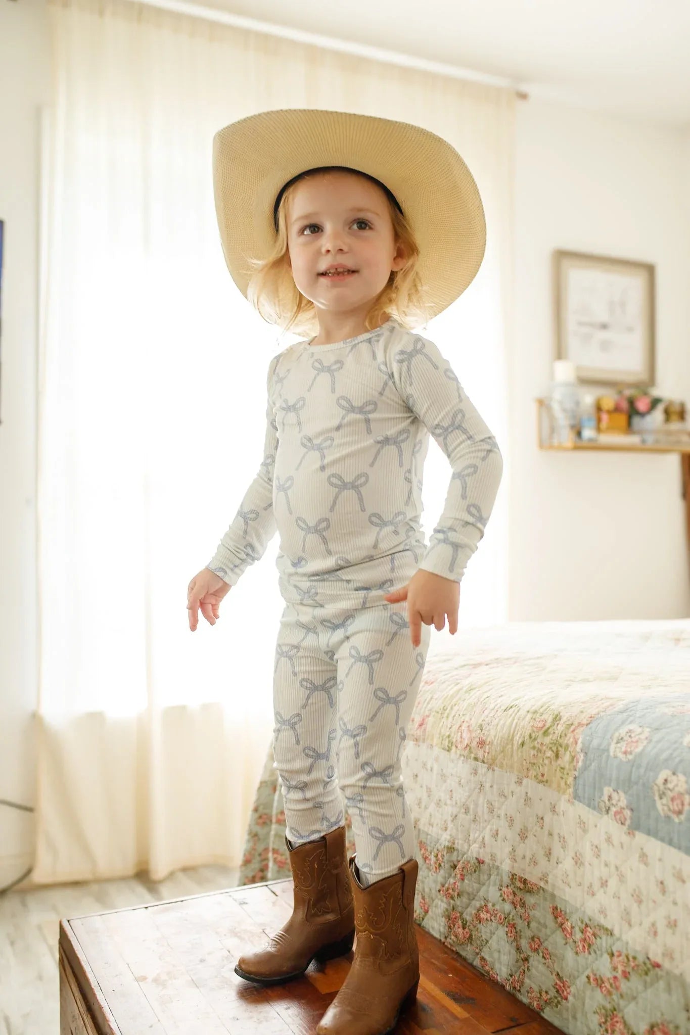 Blue Belle 2pc Ribbed Bamboo Pajamas - BIG FRENCHIES