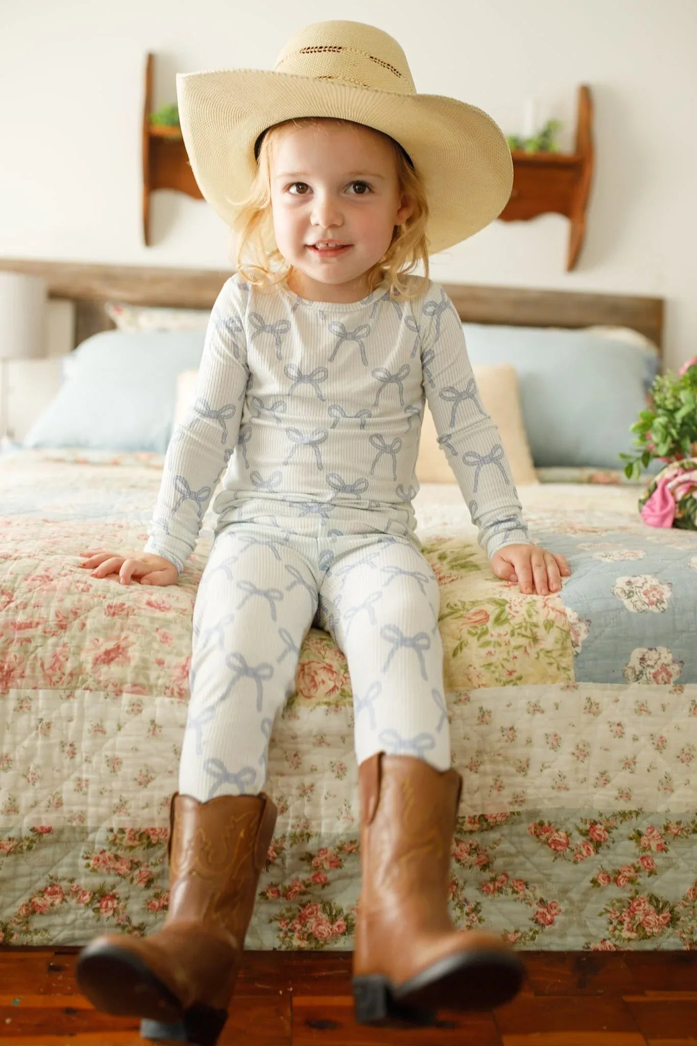 Blue Belle 2pc Ribbed Bamboo Pajamas - BIG FRENCHIES